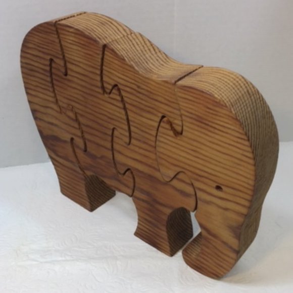 Wooden 4 Piece Elephant Stand Up Handmade Learning Toy Puzzle - Picture 5 of 9